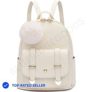 Mini Backpack Purse PU Leather Pompom Shoulder Bag Y2K Chic Fashion